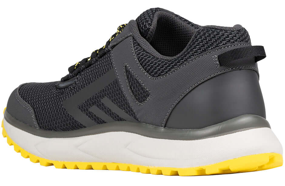 Charcoal/Yellow BILLY Inclusion Trail Sneakers men's orthopedic sneaker with side zipper, ideal for diabetic feet and wide fit