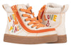 Love and Peace BILLY Classic Lace Highs - Kids shoes with laces and zipper for easy on and off. Retro design with orange accents.