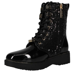 Michael Kors Haskell Drake Girls Black Leather Boots - shoekid.ca