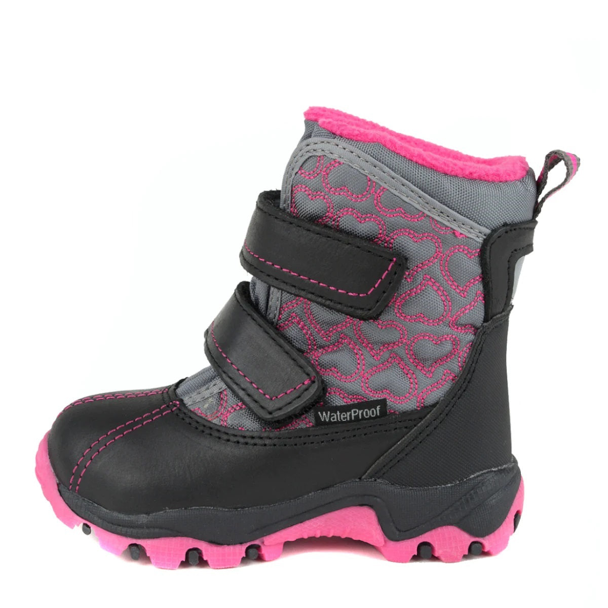 Premium quality snowboots with fleece insulation and waterproof upper with fuxia heart pattern. Thanks to its high level of specialization, D.D. Step knows exactly what your child’s feet need, to develop properly in the various phases of growth. The exceptional comfort these shoes provide assure the well-being and happiness of your child.