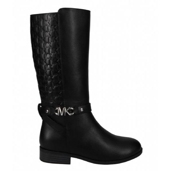 Michael Kors Finley Drake Girls Black Leather Boots - shoekid.ca