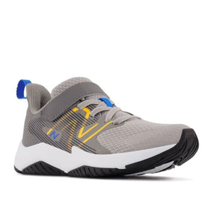 New Balance Gray Rave Run v2 Bungee Lace with Top Strap Boys Running Shoes - shoekid.ca