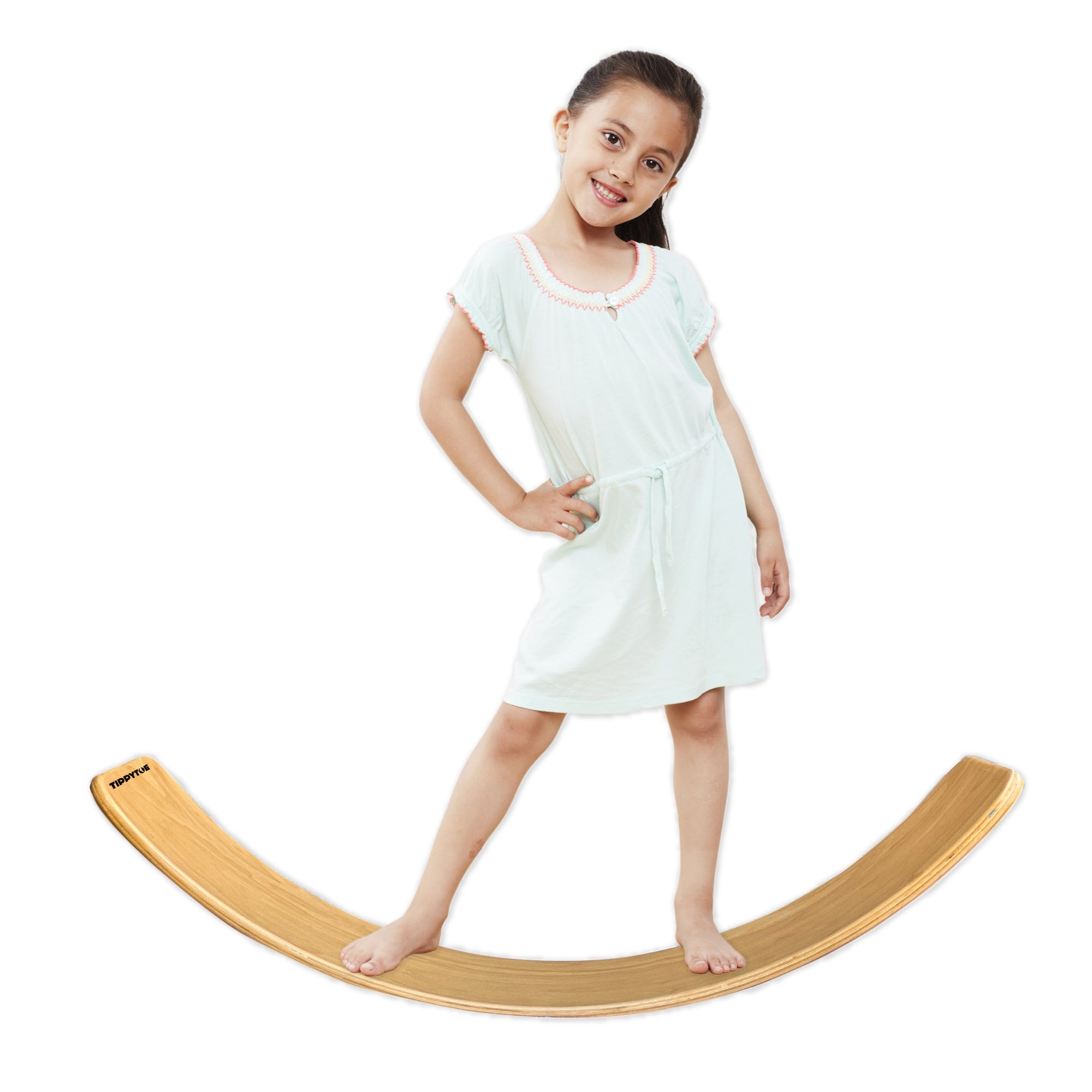 TippyToe Kids Balance Board Wooden Wobble Board, Toddler, Yoga Curvy Board,Rocker Board Natural Wood for Kids,Adults - shoekid.ca
