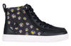 Black Daisy BILLY Classic Lace High Tops with flowers, functional laces, zipper for easy on and off, kids shoes, stylish design.