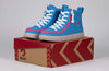 Billy Blue/Pink Speckle Classic Lace High Tops with full wrap zipper for easy on/off, kids&#39; functional and fashionable shoes.