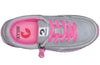 Grey and fuchsia BILLY joggers with laces and zipper, showcasing easy on and off design for toddlers and big kids.