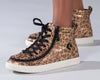 Billy Leopard Shimmer kids shoes, easy on and off with laces and zipper, functional and fashionable classic lace highs for toddlers and big kids.