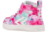 Billy Pink Watercolor High Top Sneakers with functional laces and zipper, easy on and off for toddlers and big kids, kid&#39;s shoes.