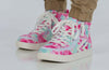 Billy Pink Watercolor BILLY CS 1.0 Sneaker High Tops worn by toddler, featuring easy laces and zipper for children, functional and fashionable.