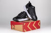 Black/White BILLY Sport Court Sneakers with laces and zipper, easy on and off for toddlers and kids, on a red box display.
