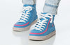 Blue and pink speckle BILLY classic lace high tops with zipper, easy on and off kids shoes, stylish for toddlers and big kids.