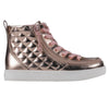 Rose Gold BILLY Quilt High Tops with laces and side zipper, easy on and off for toddlers and big kids, functional and fashionable shoes.