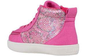 Fuchsia Snake BILLY Classic D|R II High Tops with zipper for easy access, ideal for diabetes, plantar fasciitis, wide or extra-wide feet.