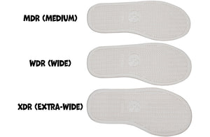 Insole options for BILLY D|R II High Tops, featuring MDR (Medium), WDR (Wide), and XDR (Extra-Wide) widths for various foot needs.