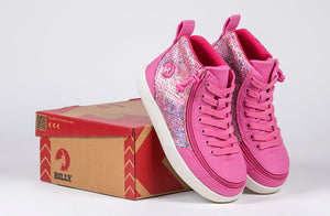 Fuchsia Snake BILLY Classic D|R II High Tops with perimeter zipper, ideal for diabetes, plantar fasciitis, bunions, wide feet, and orthotics.