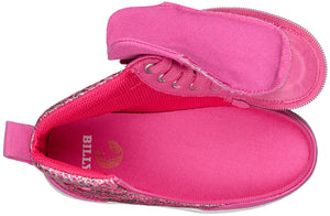 Fuchsia Snake BILLY Classic High Tops with zipper-open design for easy access, ideal shoes for diabetes and plantar fasciitis relief.