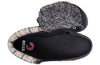 Top view of Black BILLY Cuffs shoe with flannel faux fur cuff, zipper, and adjustable laces for easy on and off for toddlers and big kids.