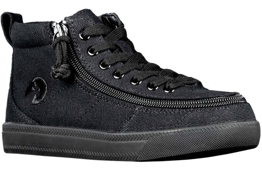 Black BILLY Classic D|R High Tops with laces and zipper, easy on and off for kids, stylish and functional footwear.