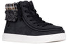 Black BILLY Cuffs high top shoe with flannel faux fur cuff, ideal for diabetes, plantar fasciitis, bunions, wide and orthotic support.