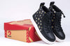 Black Daisy BILLY Classic High Tops with laces and zipper for easy on and off, suitable for toddlers and big kids, on a shoe box.
