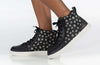 Black Daisy BILLY Classic Lace High Tops with zipper for easy on and off, perfect kids shoes with functional laces and daisy pattern.