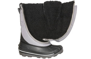 Black/Grey BILLY Ice Winter Boots with easy access design, ideal for wide feet, orthotics, diabetes, plantar fasciitis, and wheelchair use.