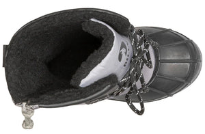 Top view of Black/Grey BILLY Ice II Winter Boots with insulation, ideal for diabetes, plantar fasciitis, and wide feet support.