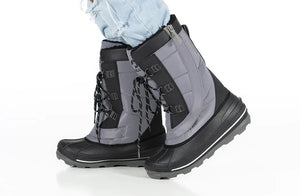 Black/Grey BILLY Ice Winter Boots for diabetes, plantar fasciitis, bunions, wide feet, orthotics, and wheelchair use -40 degrees