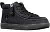 Black BILLY Classic D|R High Tops with laces and zipper, easy on and off for kids, stylish and functional footwear.