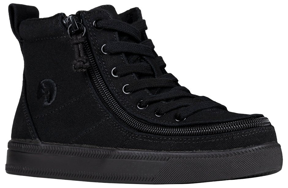 Black Canvas BILLY Classic Lace High Tops for Kids - Shoes for Diabetes, Plantar Fasciitis, Bunions, Wide Feet, and Orthotics.