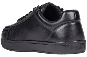 Black leather BILLY Footwear shoe with innovative zipper, suitable for diabetes, plantar fasciitis, bunions, wide and extra wide feet.