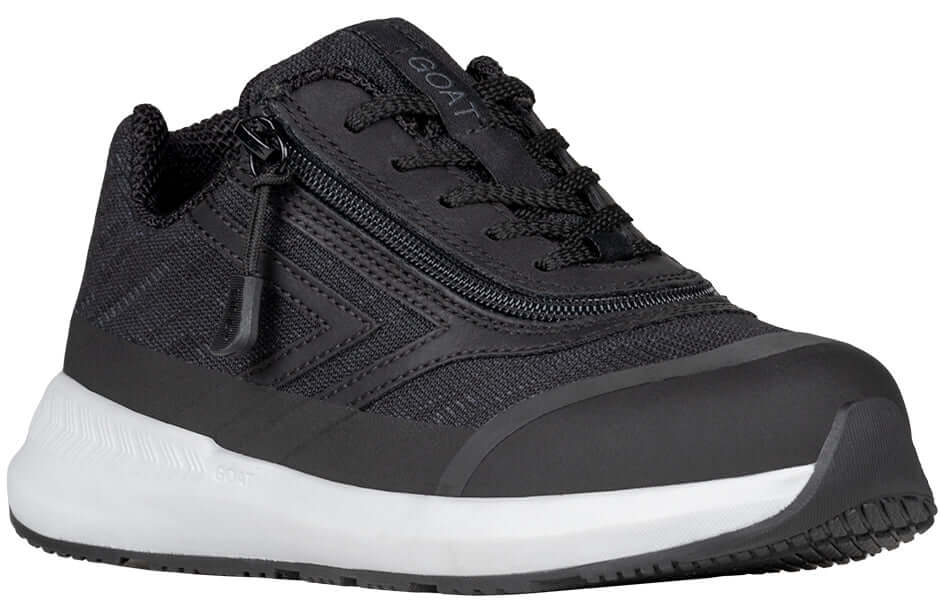Black BILLY Goat orthopedic shoe for men, AFO-compatible with easy-entry zipper, approved by CPMA, ideal for ankle support.