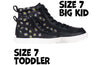 Black Daisy BILLY Classic Lace High Tops for toddlers and big kids, featuring easy on/off zipper and functional laces.