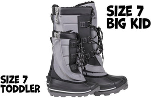 Grey BILLY Ice Winter Boots in size 7 for toddlers and big kids, ideal for diabetes, plantar fasciitis, and wide feet.