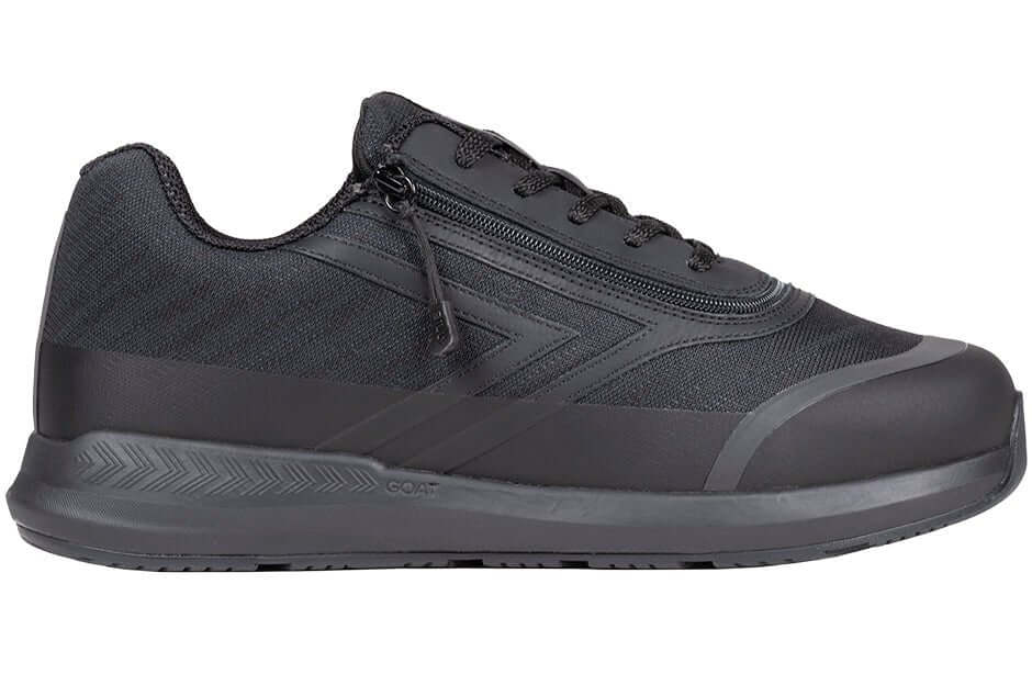 Black BILLY Goat men's AFO-ready shoes with side zipper, orthopedic sneaker ideal for wide fit and easier access