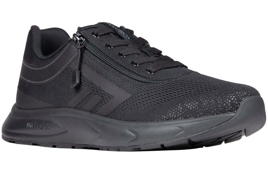 Black BILLY Sport Inclusion adaptive athletic sneakers with side zipper, men's orthopedic wide fit ideal for diabetic feet and arthritis