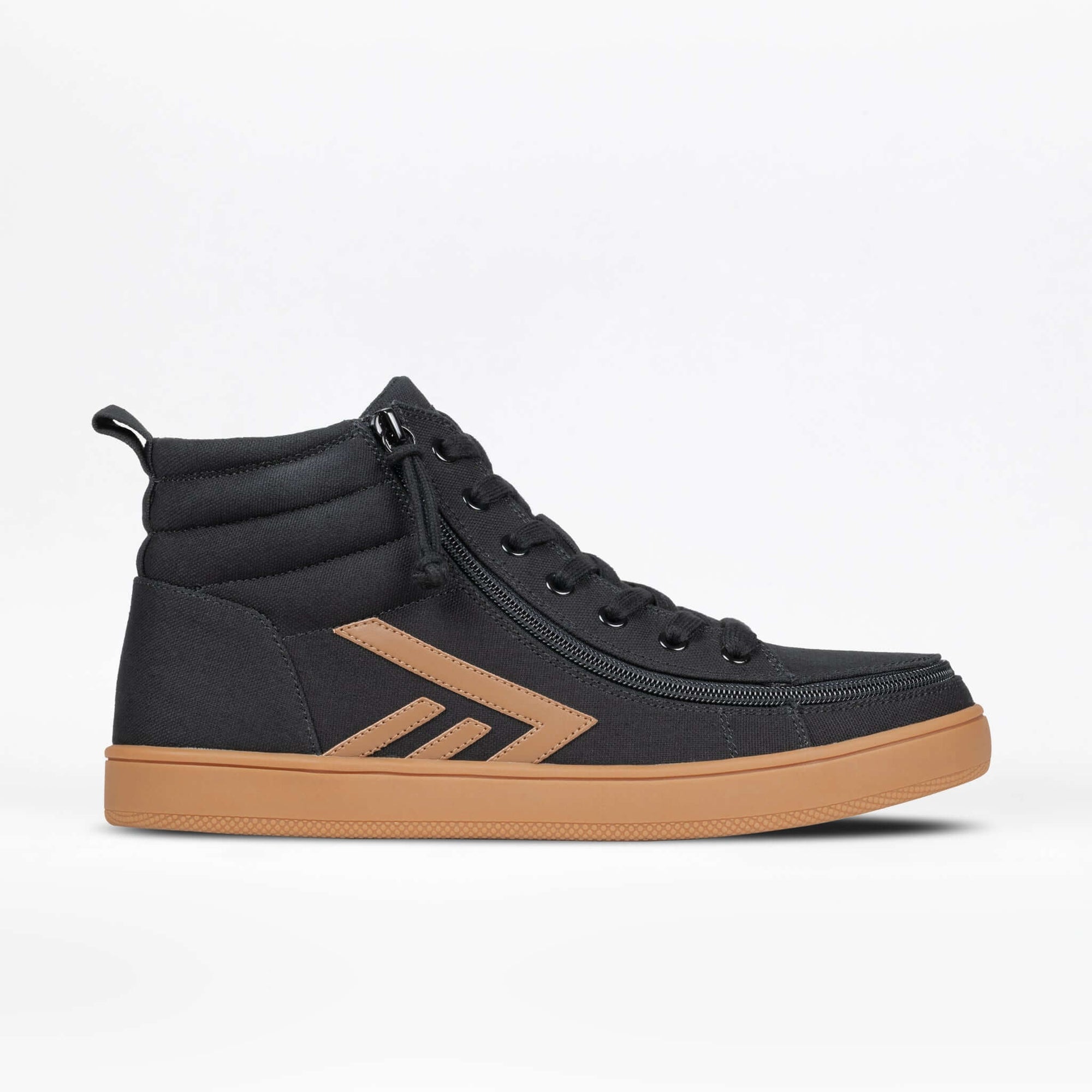 Black/Gum BILLY CS High 2.0 men's adaptive high top sneakers with side zipper, ideal for diabetic feet and arthritis