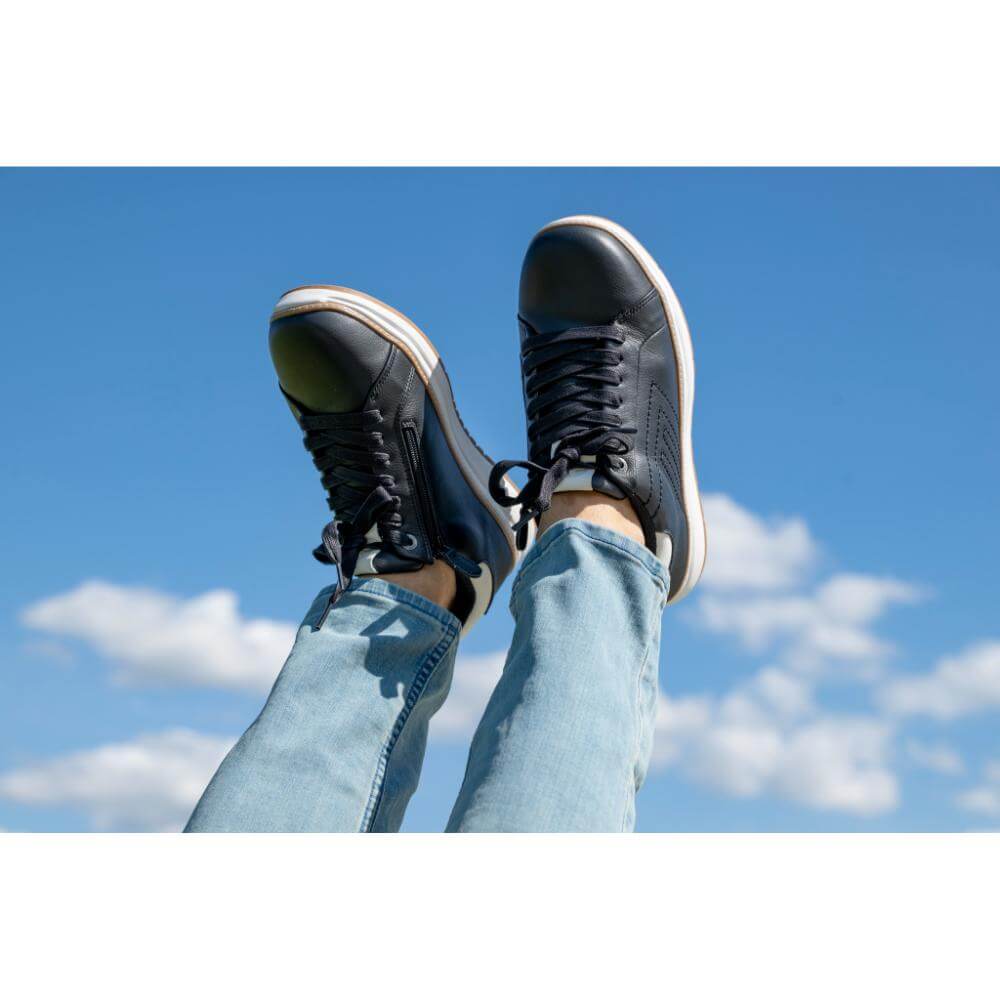 BILLY Footwear men's black leather comfort dress sneaker with side zipper, ideal for arthritis and easier access