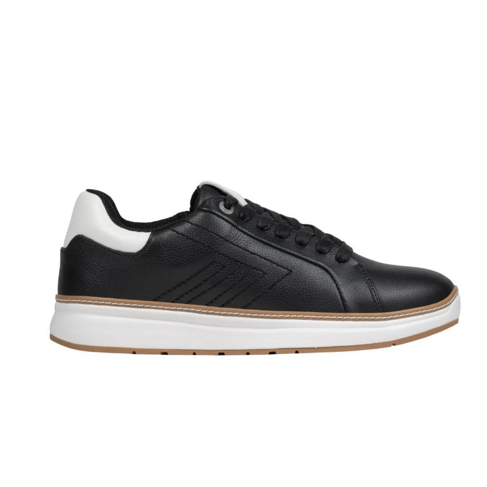 BILLY Comfort Luxe men's black leather comfort dress sneaker with side zipper, ideal for diabetic feet and plantar fasciitis