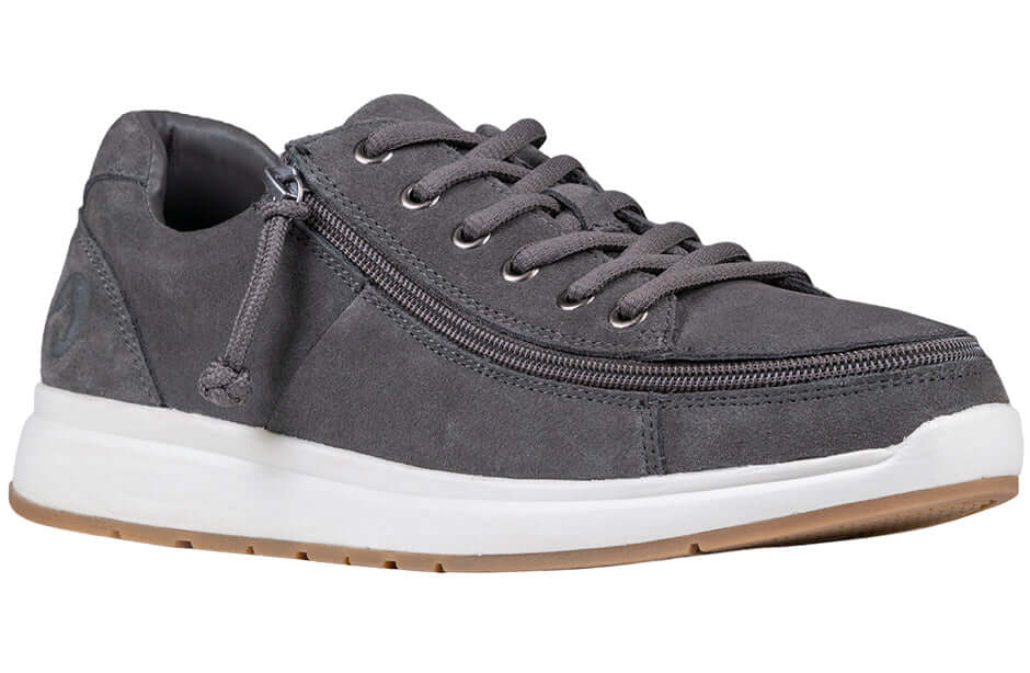 Grey BILLY Comfort Low men's adaptive suede comfort shoes with side zipper, ideal for arthritis and easy on access