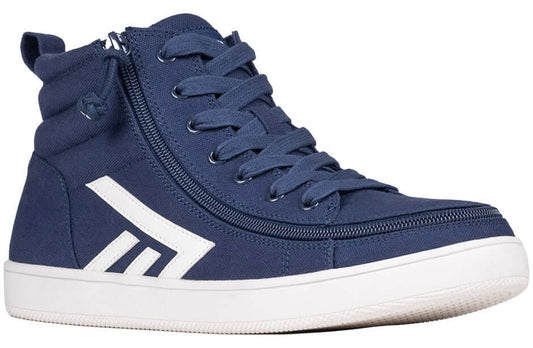 Navy/White BILLY CS 2.0 men's adaptive high top sneakers with side zipper, ideal for diabetic feet and wide fit