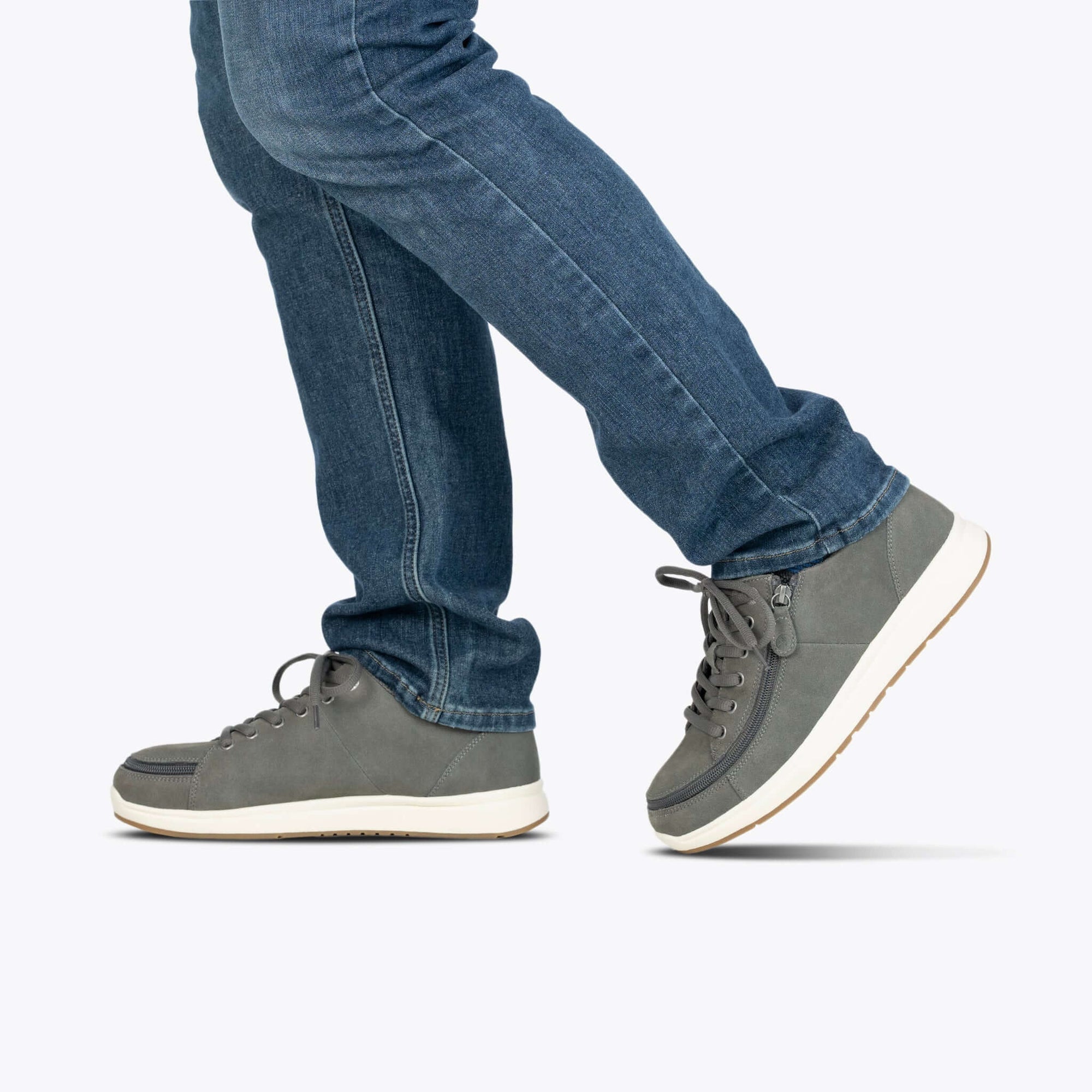 Charcoal BILLY Comfort Plush men's suede comfort plush shoes with side zipper, ideal for diabetic feet and arthritis