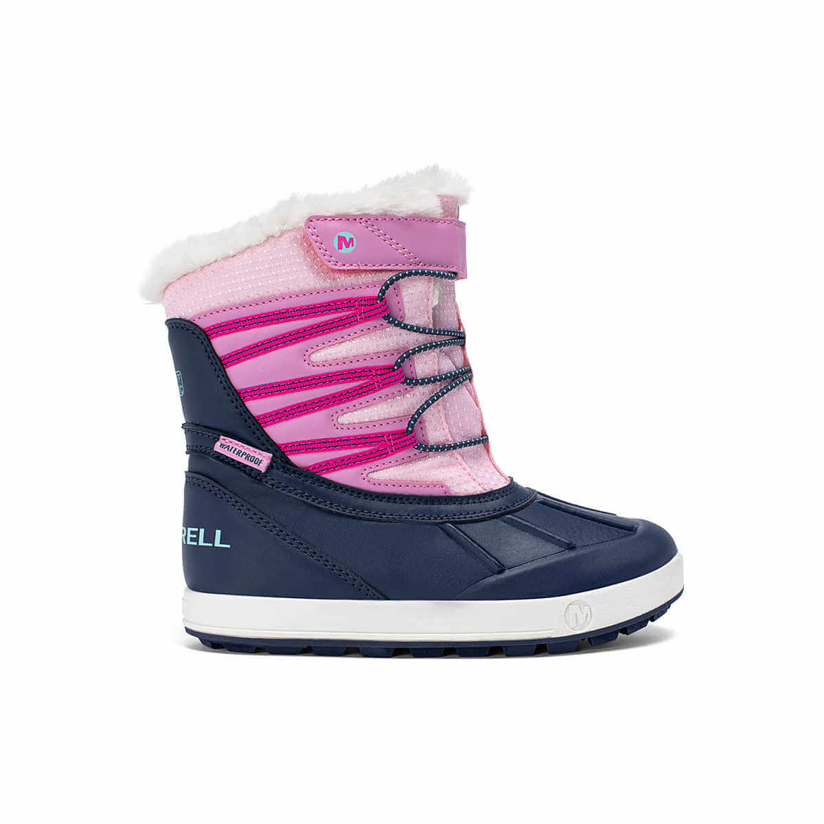 Merrell SNOW BANK 5.0 Girls Waterproof Winter Boots Navy Pink -32C Rated