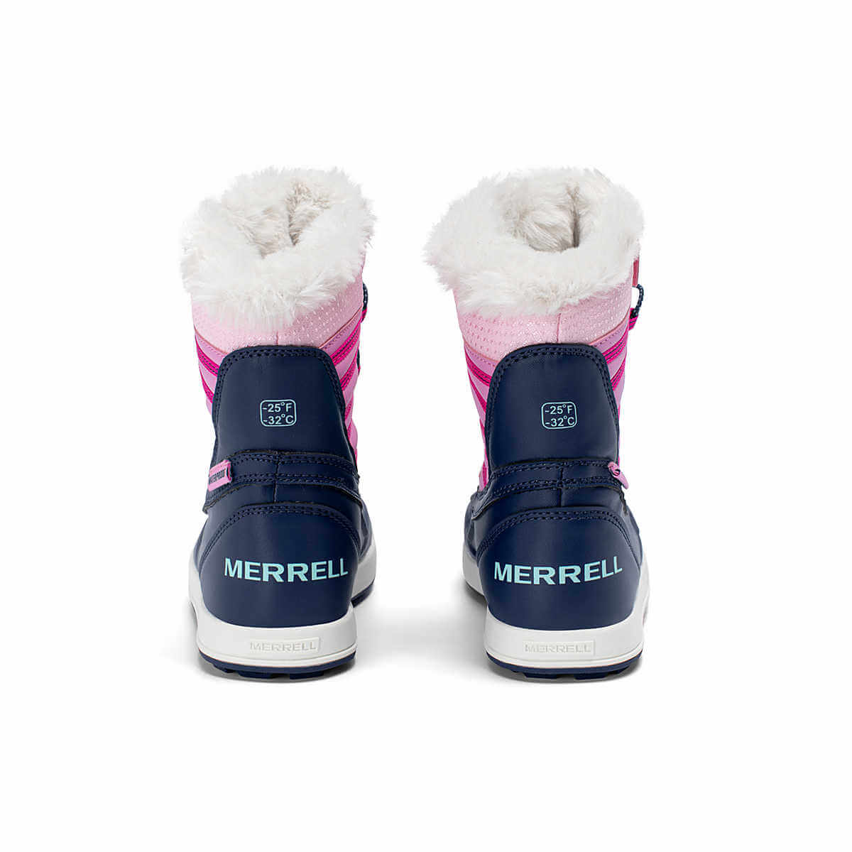 Merrell SNOW BANK 5.0 Girls Waterproof Winter Boots Navy Pink -32C Rated