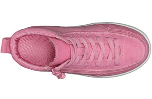 Top view of pink BILLY Classic D|R High Tops, durable shoes for diabetes, plantar fasciitis, bunions, and wide feet.