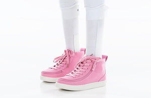 Pink BILLY Classic D|R High Tops with wrap-around zipper, ideal for diabetes, plantar fasciitis, bunions, and orthotics support.