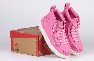 Pink BILLY Classic D|R High Tops for diabetes, plantar fasciitis, bunions, wide and extra-wide feet, wheelchair, and orthotics.