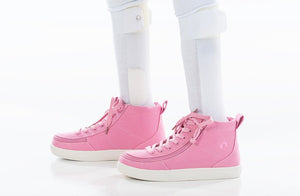 Pink BILLY Classic D|R High Tops for diabetes, plantar fasciitis, bunions, wide feet, wheelchair use, and orthotics.