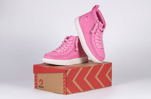 Pink BILLY Classic D|R High Tops featuring wrap-around zipper, designed for diabetes, plantar fasciitis, bunions, and orthotics.