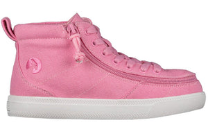 Pink BILLY Classic D|R High Tops, diabetic-friendly shoes with wide, extra-wide options and zipper closure for easy access and orthotic use.